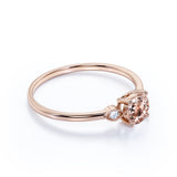 Limited Time Sale 1.35 Carat Round Australian Morganite and 3 Stone Diamond Vintage Engagement Ring in Rose Gold