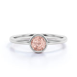 Vintage Bezel Set 1.50 Carat Round Shape Baby Pink Morganite and Solitaire Engagement Ring in White Gold