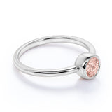 Vintage Bezel Set 1.50 Carat Round Shape Baby Pink Morganite and Solitaire Engagement Ring in White Gold