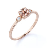 Limited Time Sale 1.35 Carat Round Australian Morganite and 3 Stone Diamond Vintage Engagement Ring in Rose Gold