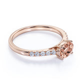 Surface Prong 1.50 Carat Egg Shaped Blush Pink Morganite and Diamond Parallel Engagement Ring in Rose Gold