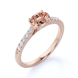 Surface Prong 1.50 Carat Egg Shaped Blush Pink Morganite and Diamond Parallel Engagement Ring in Rose Gold
