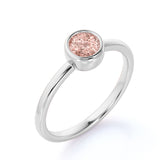 Vintage Bezel Set 1.50 Carat Round Shape Baby Pink Morganite and Solitaire Engagement Ring in White Gold