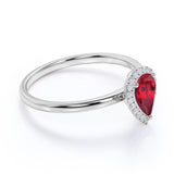 1.15 ct Pear Lab-Created Ruby Halo Engagement Ring