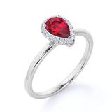 1.15 ct Pear Lab-Created Ruby Halo Engagement Ring