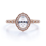 Art Deco 1.75 Carat Oval Moissanite Engagement Ring