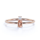 Minimalist Oval Cut Light Pink Morganite and 2 Stone Diamond Engagement Ring in Rose Gold