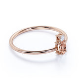 Minimalist Oval Cut Light Pink Morganite and 2 Stone Diamond Engagement Ring in Rose Gold