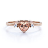 Lovely Valentines 1.85 Carat Heart Shaped Morganite and 3 Stone Diamond Classic Engagement Ring in Rose Gold
