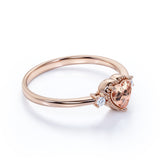 Lovely Valentines 1.85 Carat Heart Shaped Morganite and 3 Stone Diamond Classic Engagement Ring in Rose Gold