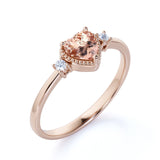 Lovely Valentines 1.85 Carat Heart Shaped Morganite and 3 Stone Diamond Classic Engagement Ring in Rose Gold