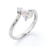 Vintage Milgrain 1 carat Pear Moonstone Nestled Engagement Ring in Rose Gold