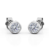 Simple Solitaire 0.50 CT TDW Round Cut Certified Lab Diamond Bezel Set Stud Earrings in White Gold