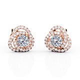 Twisted Knot Pave 0.53 CT TDW Round Certified Lab Diamond 6 Prong Classy Ear Studs in White Gold