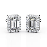 1.10 CT TDW Halo Pave Round Diamond Classic Stud Earrings in White Gold