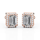 1.10 CT TDW Halo Pave Round Diamond Classic Stud Earrings in White Gold