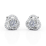 Twisted Knot Pave 0.53 CT TDW Round Certified Lab Diamond 6 Prong Classy Ear Studs in White Gold
