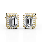 1.10 CT TDW Halo Pave Round Diamond Classic Stud Earrings in White Gold