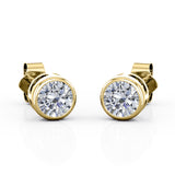 Simple Solitaire 0.50 CT TDW Round Cut Certified Lab Diamond Bezel Set Stud Earrings in White Gold