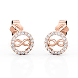 Forever 0.25 Carat Round Cut Moissanite Floating Halo Ear Studs in Rose Gold