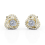 Twisted Knot Pave 0.53 CT TDW Round Certified Lab Diamond 6 Prong Classy Ear Studs in White Gold