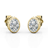 Basket Bezel 0.75 CT TDW Oval Cut Single Certified Lab Diamond Stud Earrings in White Gold for Women