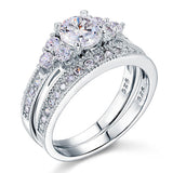 Cluster 1.50 Carat Round Cut Moissanite Bridal Set