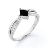 1 ct Princess Lab Black Diamond Infinity Engagement Ring