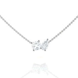 Matching Two Stone Round and Pear cut Certified Lab Diamond Pendant Necklace for Womein in 18k White Gold over Silver