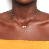 Matching Two Stone Round and Pear cut Certified Lab Diamond Pendant Necklace for Womein in 18k White Gold over Silver