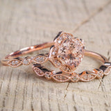 1.75 ct Round Morganite Vintage Wedding Ring Set