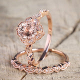 1.75 ct Round Morganite Vintage Wedding Ring Set
