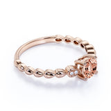 1.10 Carat Round Peach Pink Morganite and Diamond Engagement Ring in Rose Gold