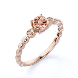 1.10 Carat Round Peach Pink Morganite and Diamond Engagement Ring in Rose Gold