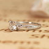 Flawless 1.25 Carat Round Cut Moissanite and Diamond Engagement Ring in 10k White Gold Celebrity Ring