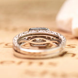 1.25 ct - Square Moissanite - Double Halo - Twisted Band - Vintage Inspired - Pave - Wedding Ring Set in 10K White Gold