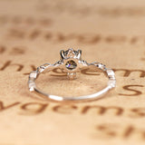 Unique .65 Carat Round Cut Natural Salt and Pepper Diamond Dainty Modern Engagement Ring in 18k White Gold over Silver