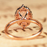 Shared Prong1.50 Carat Oval Shape Dark Pink Morganite and Diamond Halo Snowflake Engagement Ring in Rose Gold