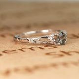 Three Stone 0.65 ct Round Black Rutilated Quartz Engagement Ring