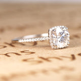 1.50 Carat Round Cut Moissanite  Halo Engagement Ring