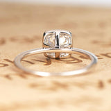 Cushion Halo Design 1.25 Carat Round Cut Moissanite Pave Prong Set Engagement Ring In 18K White Gold Plating Over Silver