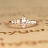 0.8 Carat marquise cut Moissanite Engagement Ring in 18k Rose Gold Over Silver
