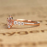 0.8 Carat marquise cut Moissanite Engagement Ring in 18k Rose Gold Over Silver