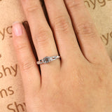 Three Stone 0.65 ct Round Black Rutilated Quartz Engagement Ring