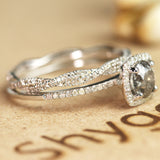 1.50 Ct Round Salt and Pepper Diamond Eternity Bridal Set
