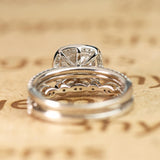 Beautiful 1.75 Carat Real Moissanite Wedding Trio Ring Set with Engagement Ring and 2 Wedding Bands in 18k White Gold Over Silver