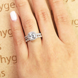 Beautiful 1.75 Carat Real Moissanite Wedding Trio Ring Set with Engagement Ring and 2 Wedding Bands in 18k White Gold Over Silver
