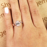 1.75 Carat pear cut Moissanite and Diamond Wedding Ring Set in 10k Rose Gold