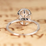 1.25 Carat oval cut Moissanite Halo Engagement Ring in 18k White Gold Over Silver