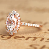 Pave 1.50 Carat Oval Moissanite Halo Engagement Ring